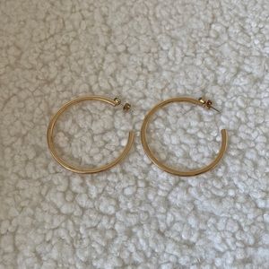 Gold Hoops Green Jewel Earring